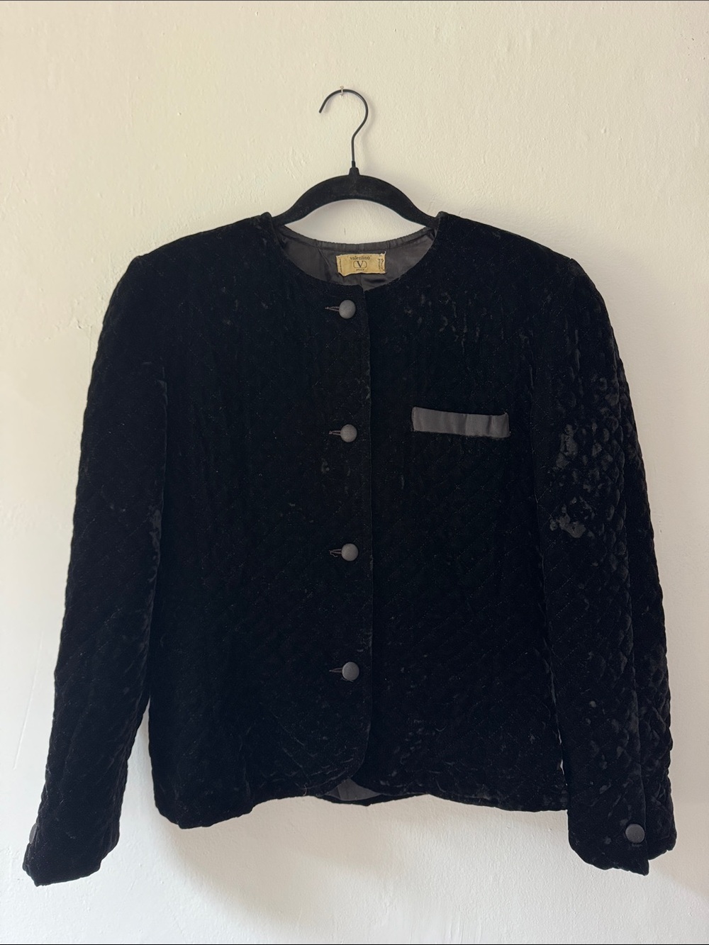 Valentino Classic Black Velvet Quilted Women's Jacket